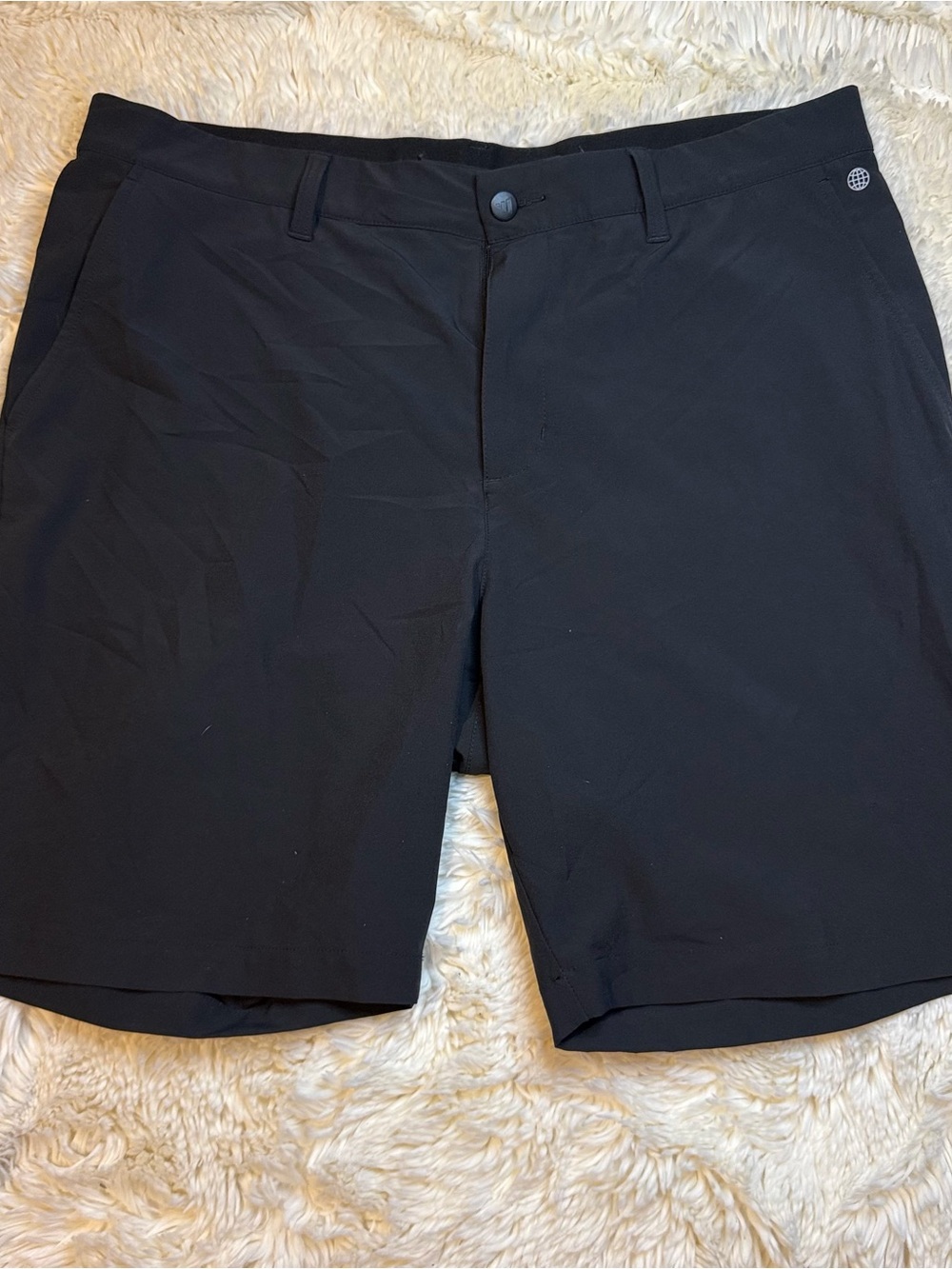 adidas Men’s 34” waist Black Flat Front Athletic Shorts 7” inseam no liner